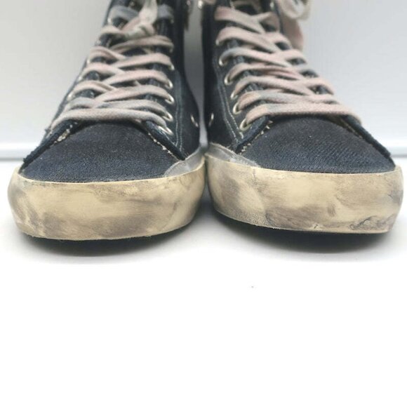 Golden Goose Francy Canvas High Top Sneakers Black with Silver Star Size 36 - Picture 4 of 10